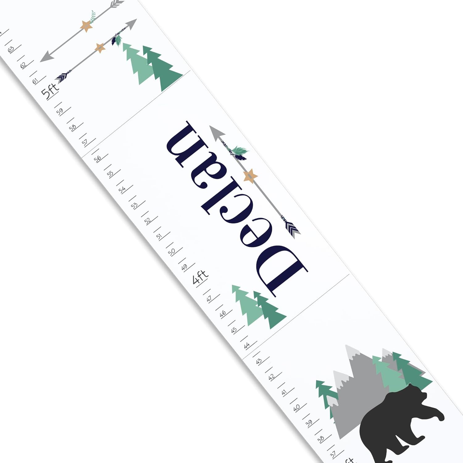 My Bambino Personalized White Growth Chart | Mountain Bear | Measuring Stick | Measurement Ruler | Personalized Birthday Gift