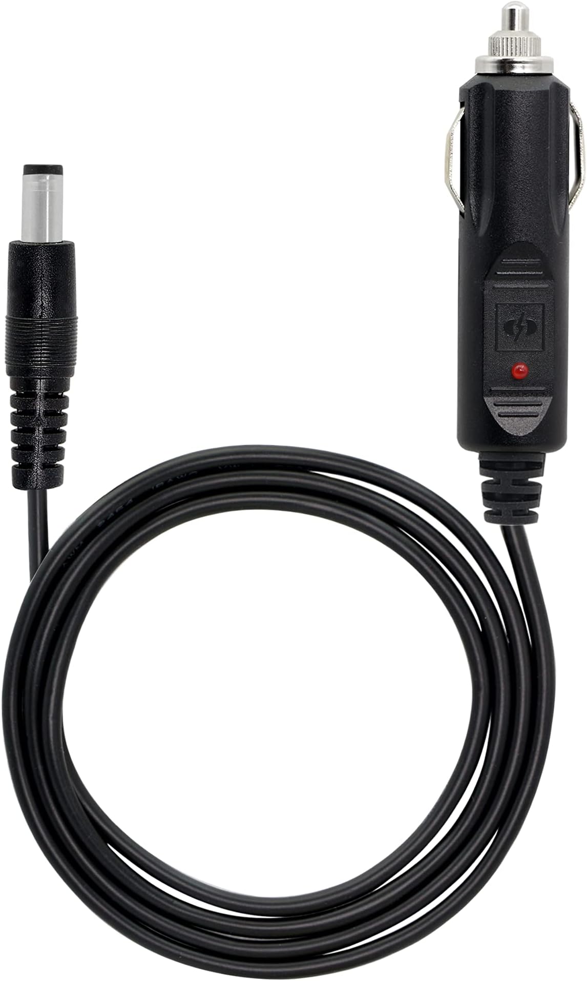 PNGKNYOCN12V DC Car Charger Auto Power Supply 18AWG Cable ,DC 5.5mm x 2.5mm to Car Cigarette Lighter Male Plug Car Cigarette Lighter Cable for Camera, CCTV, Car Refrigerator (3M)
