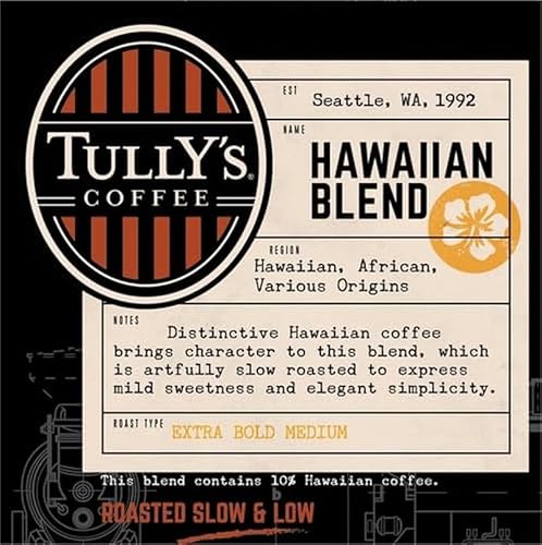 Tully's Coffee Hawaiian Blend Coffee Keurig Single-Serve K-Cup Pods, Medium Roast, 10 Count