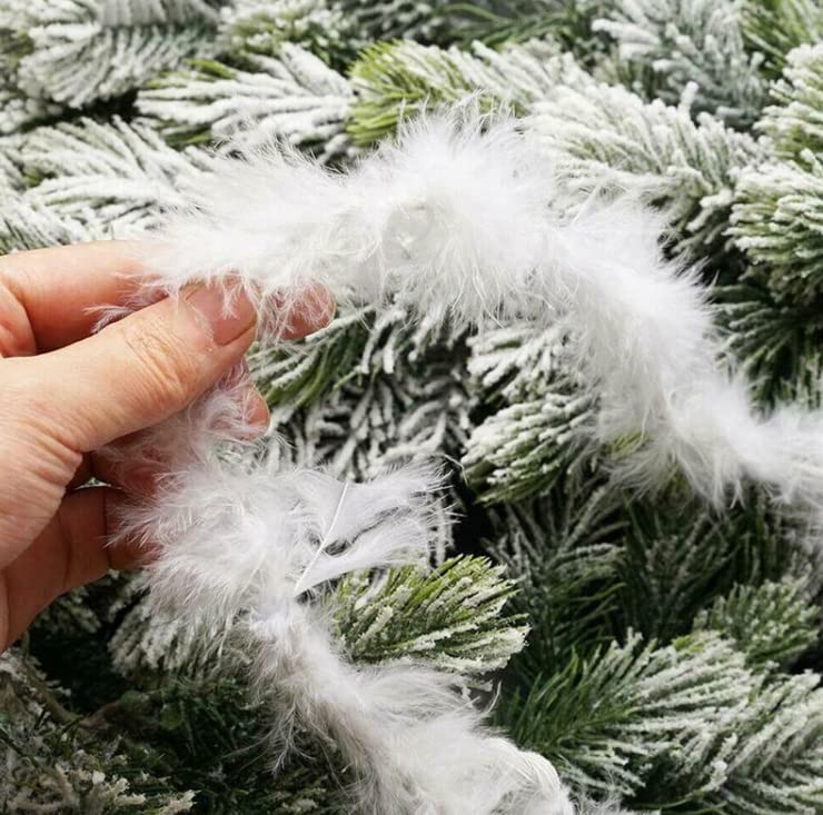 JAWSEU Weiße Federboa - 2 Meter Flauschige Weihnachtsgirlande Für Baum, Party Und Dekoration