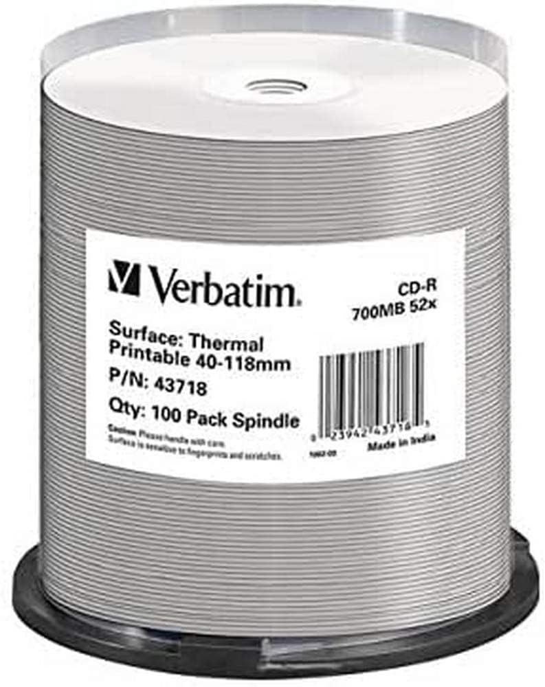 Verbatim 43718 "CD-R80 52x Cake Box Thermotransferbedruckbar, 700MB