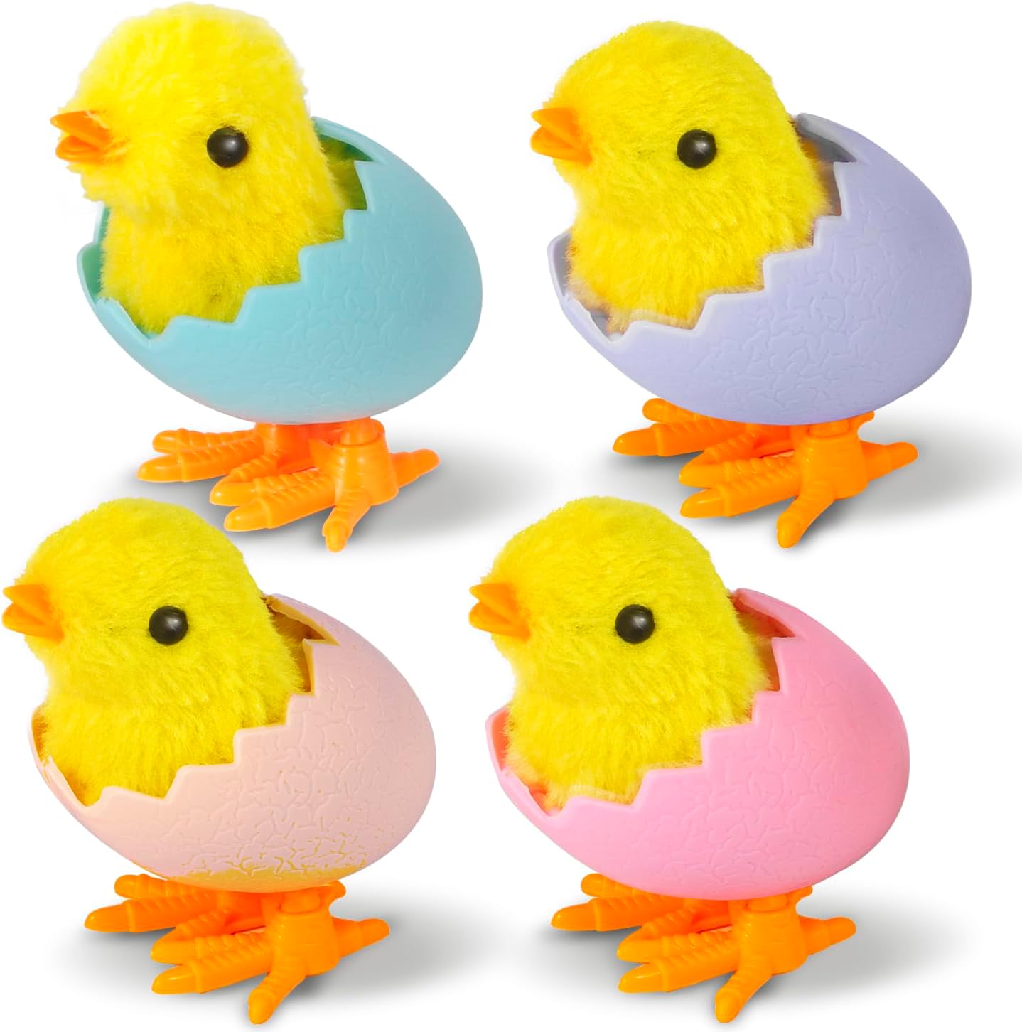 Audaisyly Chick Bunny Wind Up Toys for Kids, 4 PCS Clockwork Novelty Jumping Hopping Toy for Easter Egg Hunt Basket Stocking Party Birthday Gift