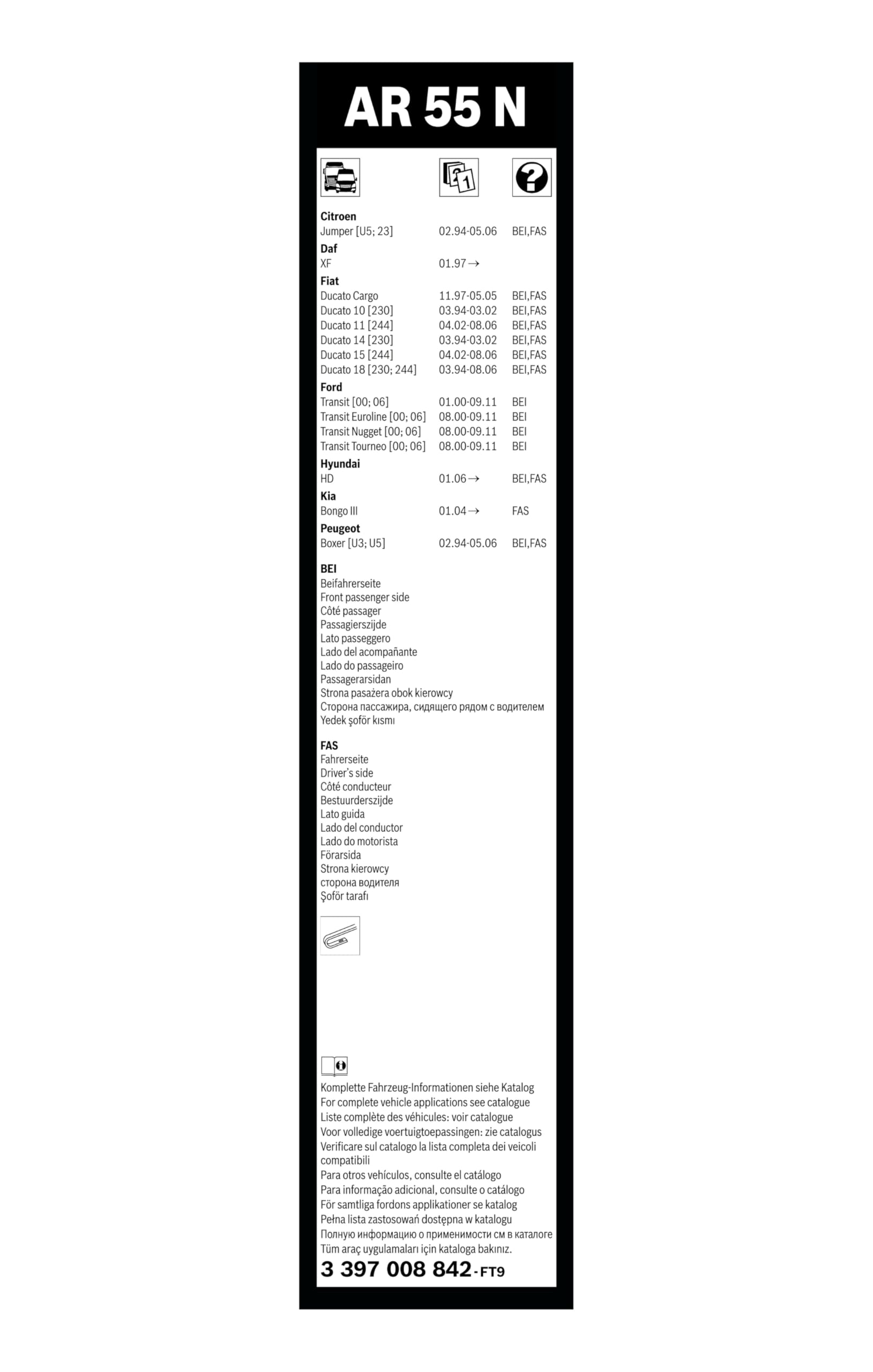 BOSCH Aerotwin Retro Silecek Ford Transit (2008-2014) [550 mm] AR55N 3397008842