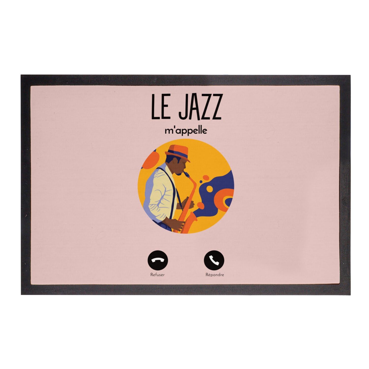 Paillasson rose saxophone et jazz pour une entrée de maison musicale