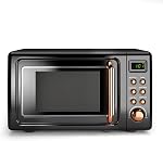 Four à micro-ondes rétro,Safeplus 0.7Cu.ft, comptoir 700W Micro-ondes avec plaque en acier laminé à froid 5 Défrostage micro-électrique & Fonction de cuisson automatique LED Afficher la platine en verre et la fenêtre de visionnement serrure enfant