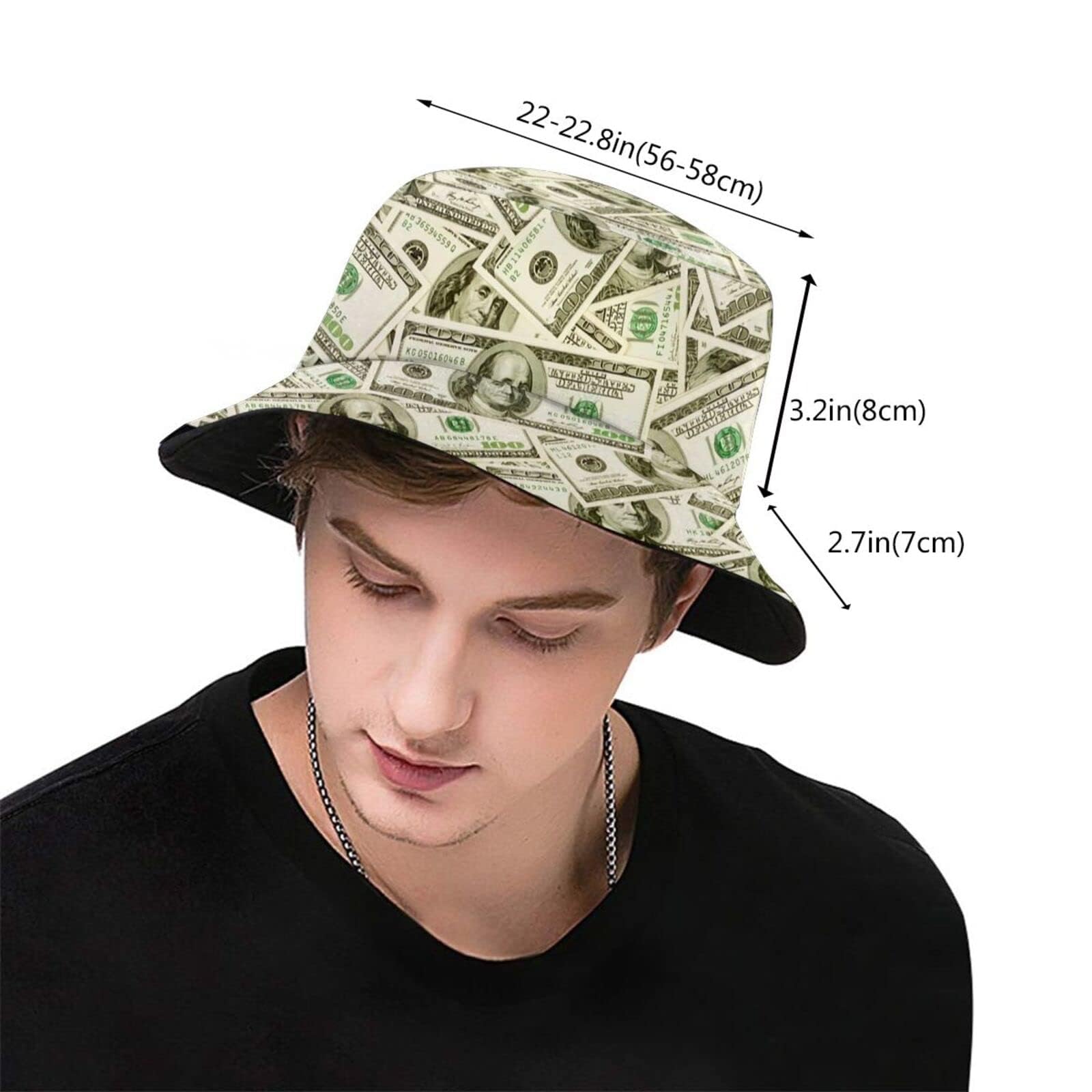 Lalamelody 100 US Dollar Bucket Hat Funny Sun Hat Fisherman's Cap for Men Women