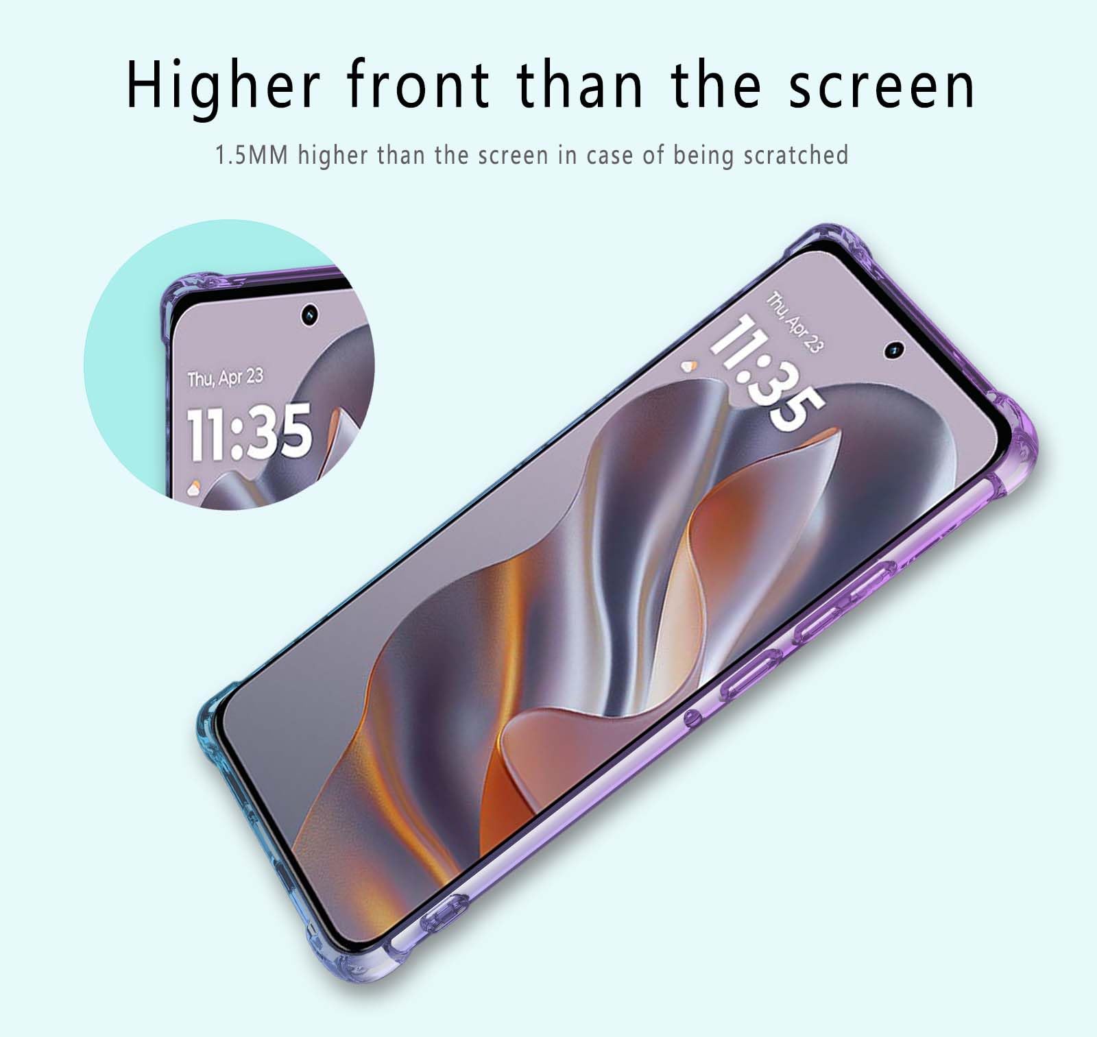 Custodia HAOYE Per Motorola Edge 50 Fusion 5G - Cover In TPU A Gradiente Rosa/Verde - Angoli Rinforzati Antiurto - 4