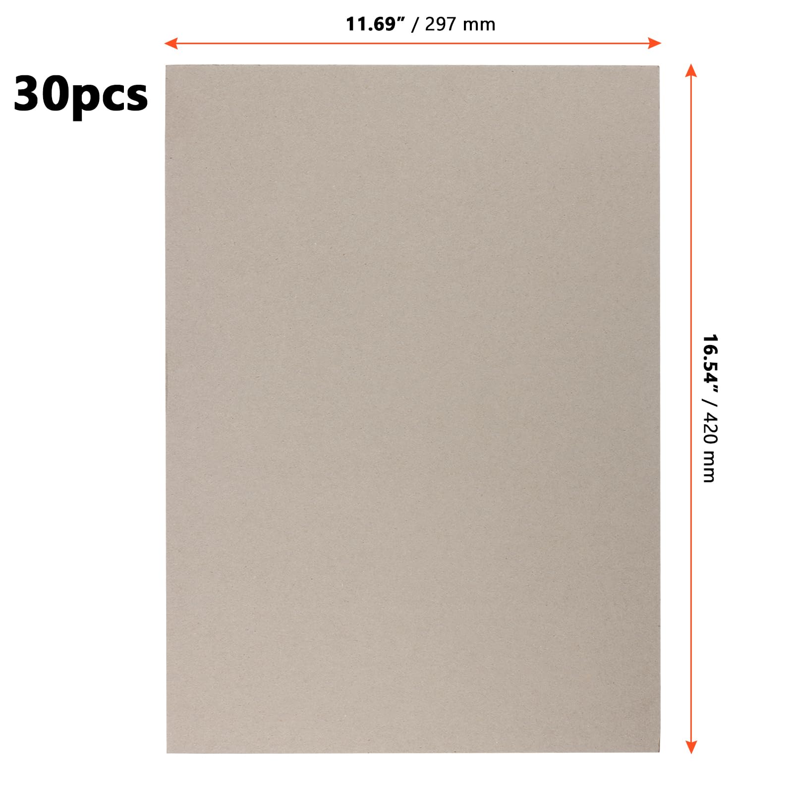 SINJEUN A3 Graupappe 30 Blatt, dicke 2000 Mikron Passepartout-Spanplattenbögen, Kraftrückwand Karton für Modellbau