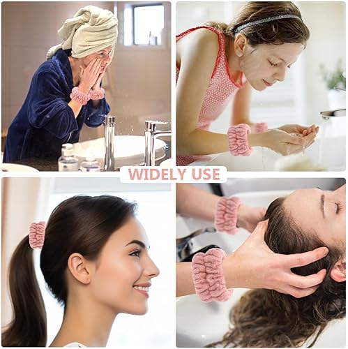 Miniatura 6 de 2 toallas de muñeca para mujer, para lavar la cara, brazos, puños para lavar la cara, muñequeras para el cuidado de la piel, bandas de lavado de