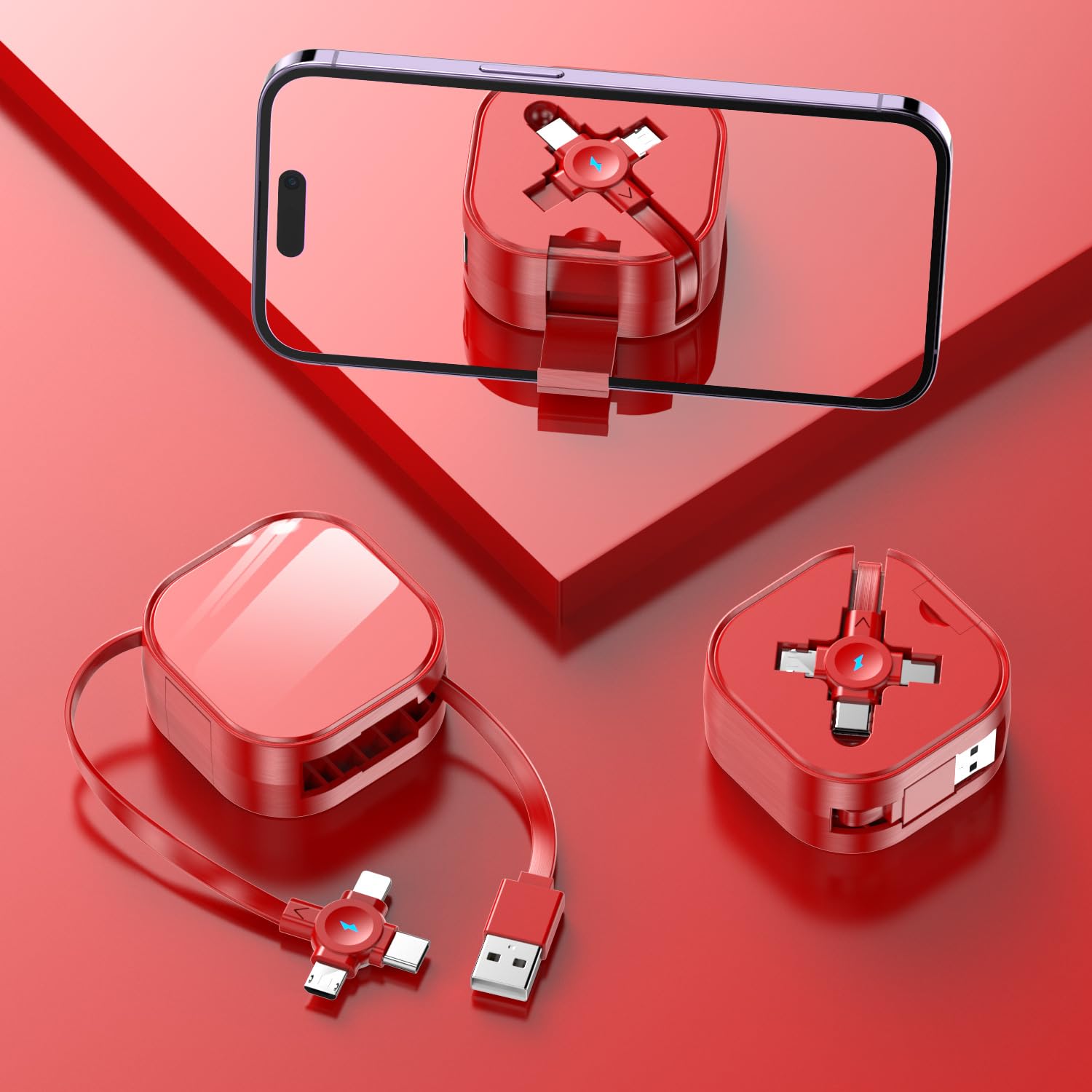 Amazon.co.jp: 3in1 充電ケーブル 巻き取り式 3イン1 急速充電 充電