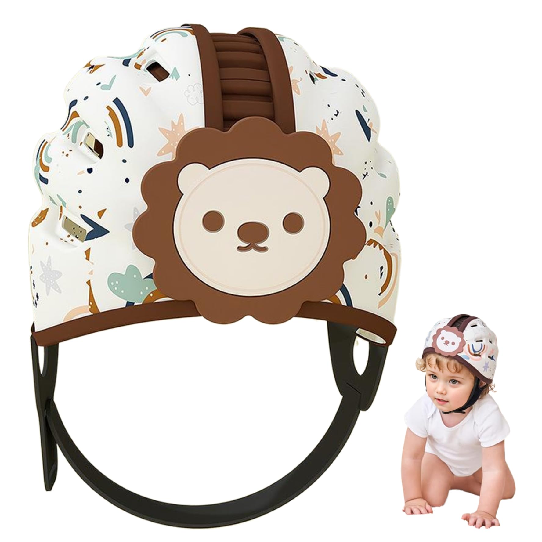 Casco de bebé para gatear Sin golpes Protector de cabeza de bebé ligero para caminar Casco de seguridad con cojín suave, transpirable y ajustable para niños pequeños de 6 a 24 meses.