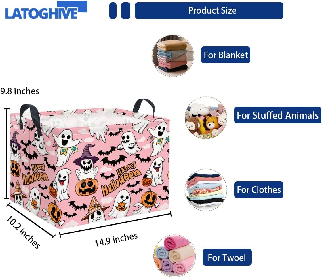 Rectangular Halloween Basket, Pink Halloween Ghost image 2