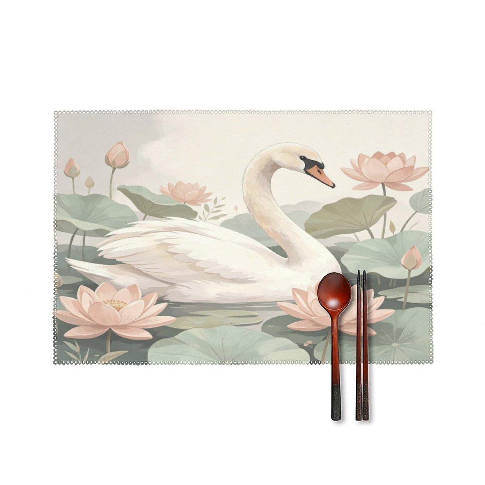 Fodpand Style Botanical Swan Placemats Set Of 4 Place Mats Table Mats