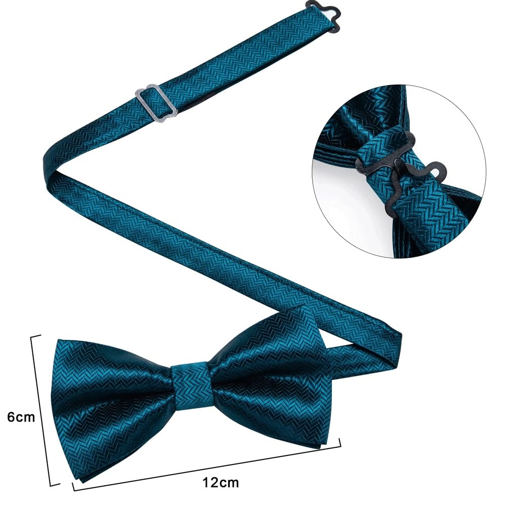JFDBGU Bow Ties Silk Solid Woven Cravat Cufflinks Hanky Corsage Set for Suit or Tuxedo Man Wedding Knot