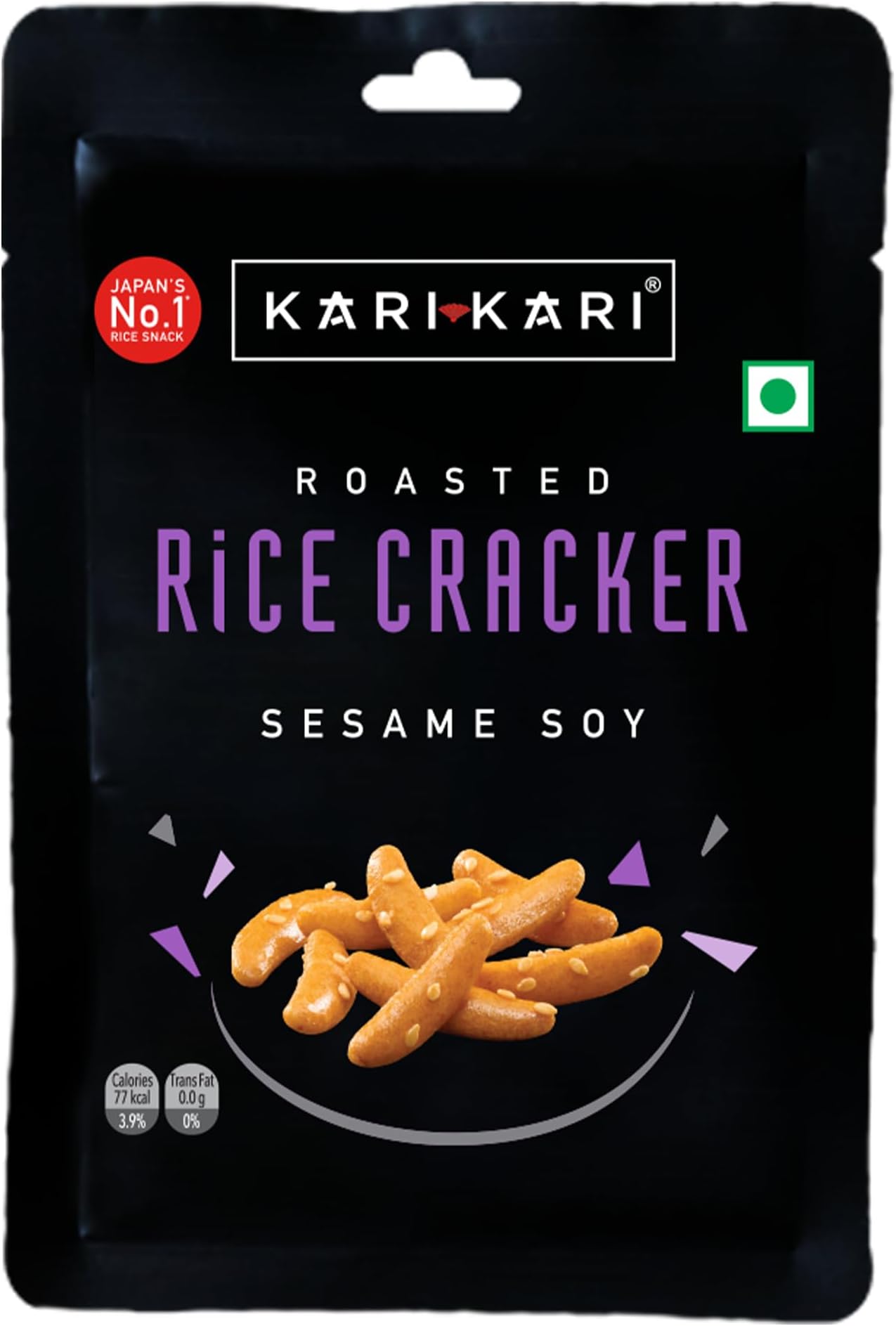 Sesame Soy Rice Cracker | Crunchy Japanese Snacks | Roasted, Non-Fried Healthy Snacks | 100% Vegetarian | Party Snacks (20g x Pack of 1)