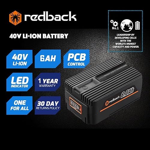 Miniatura 7 de Redback - Motosierra inalámbrica de 40 V de 12 pulgadas de largo, motor sin escobillas, batería de 4 Ah y cargador incluidos