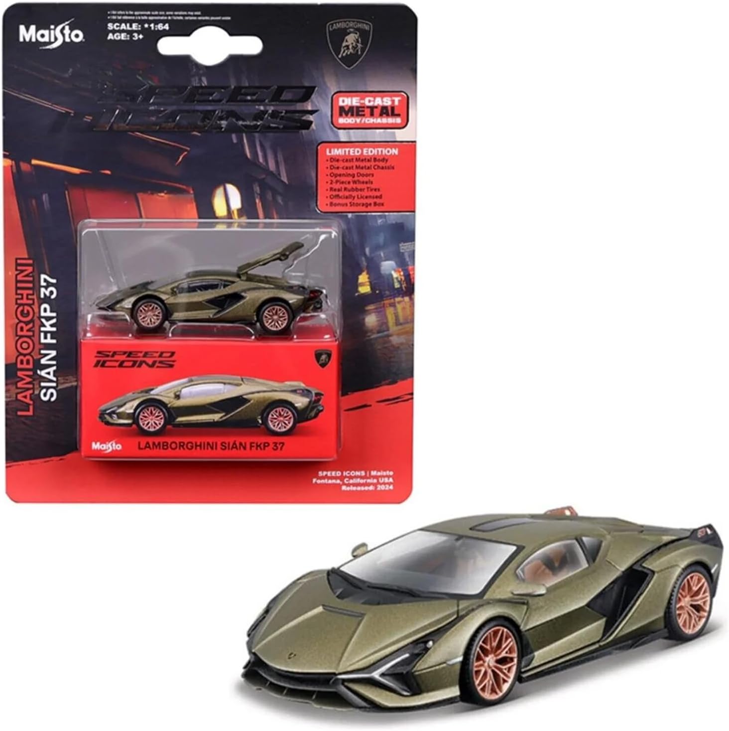 1:64 Scale Speed Icons Collection Race Diecast Metal Model Car (Lamborghini Sian FKP 37 Green)