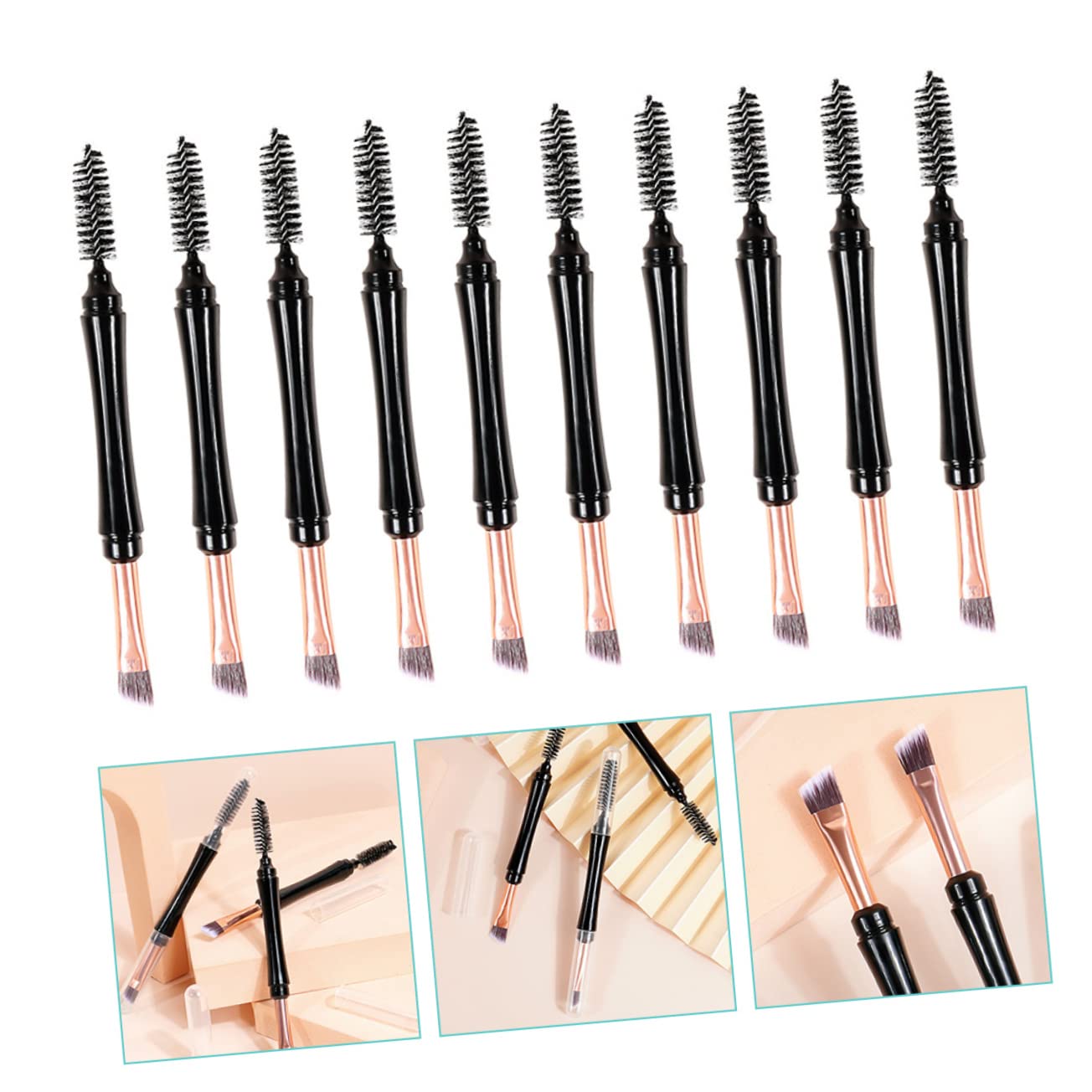 FOMIYES Professional Eye Brow Makeup Brush Set 10pcs Dual Tip Brush for Brow Lamination