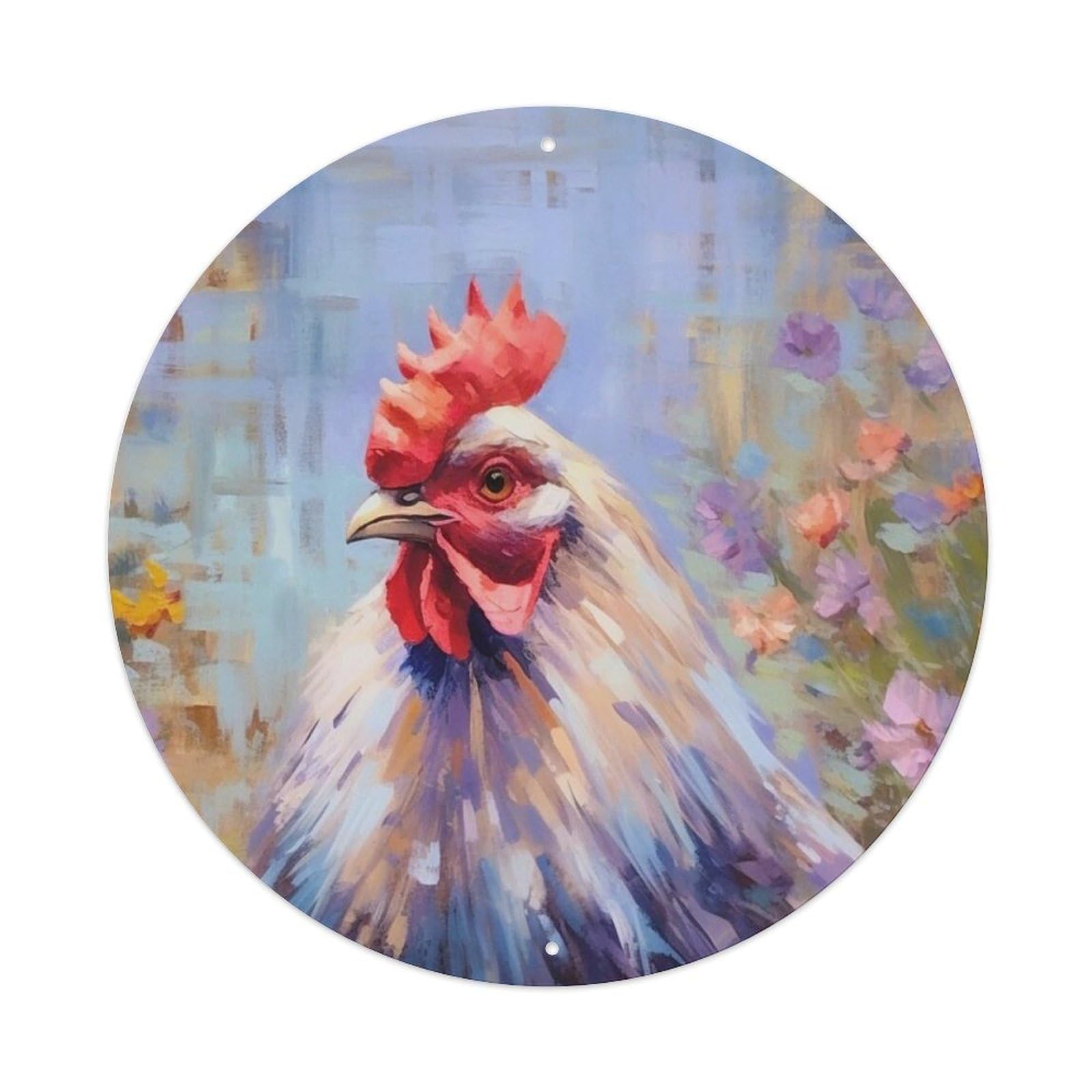 Floral Rooster Poster Nature & Impressionist Art Metal Tin Sign