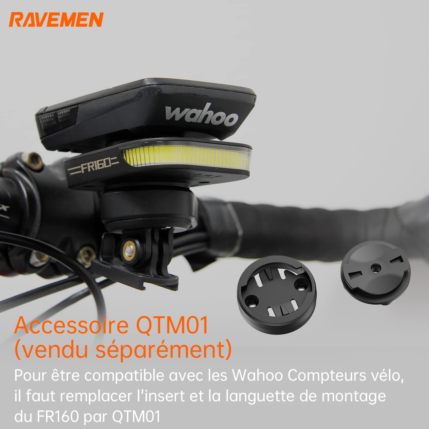RAVEMEN FR160 Éclairage de Vélo pour Diurne Compatible avec Garmin/Wahoo/iGPSPORT/COOSPO Compteurs Vélo,6 Modes Compteurs/GPS Vélo Accessoires,Étanchéité IPX6 USB C(Protégés par Un Brevet)