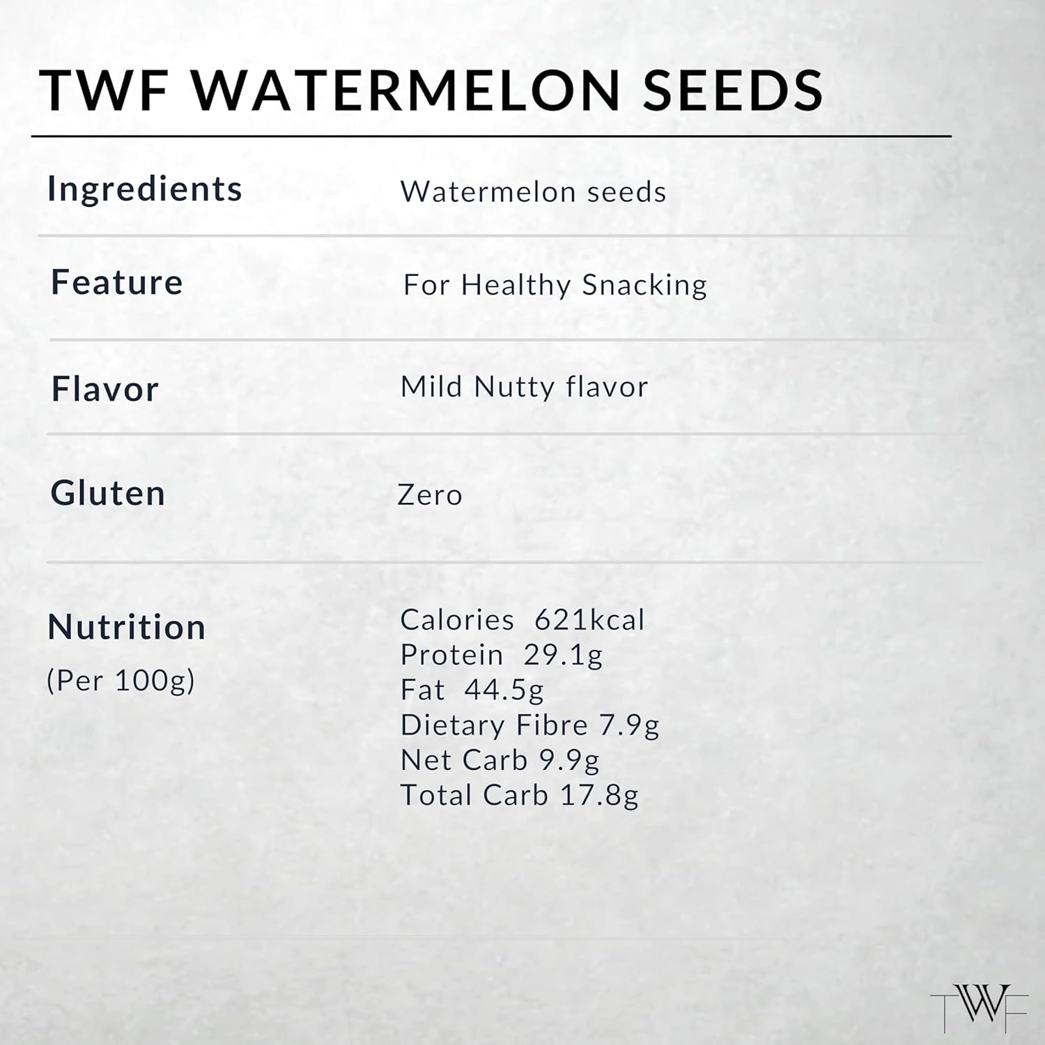 TWF Virgin Watermelon Seeds | 500g | AAA Grade Seeds for Eating | Gluten Free | Tarbuj Beej | Magaj Seeds | Non GMO | Rich In Protein & Dietary Fibre | Without Shell | Resealable Pack | Healthy Snack | Unroasted | Unsalted | Highest Natural Potency - Image 2 thumbnail