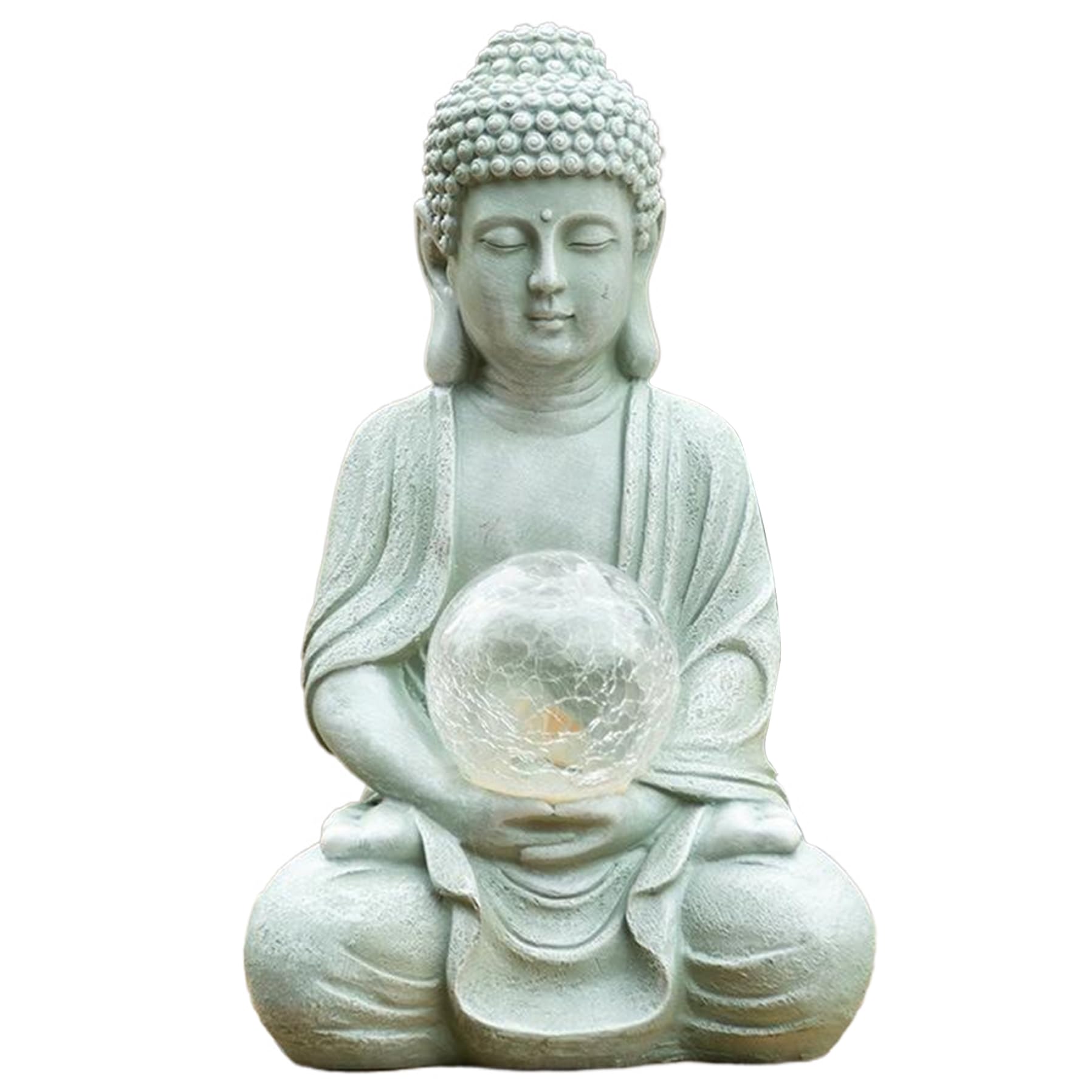 Estatua de Buda para decoración al aire libre, LED impermeable a prueba de sol, figura de jardín de Buda con energía solar, ideal para decoración de meditación en jardín, patio o césped, inauguración