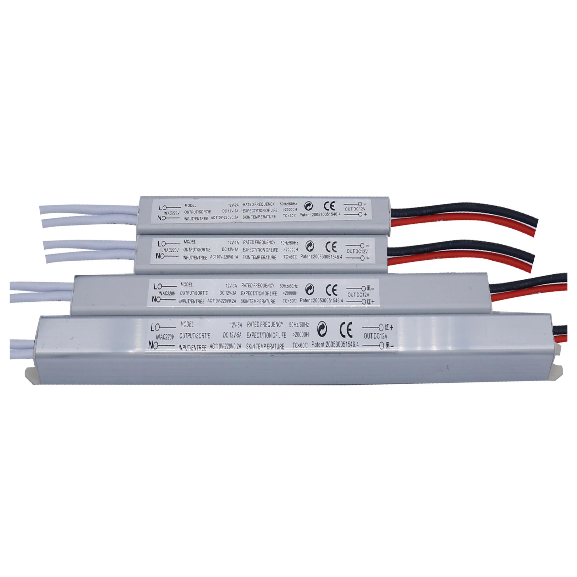 Driver LED DC12V 1A 2A 3A 5A 6A Alimentatore switching Trasformatore di illuminazione 12W 36W 24W 60W 72W Striscia LED Faretto Rettangolare (12V 1A)