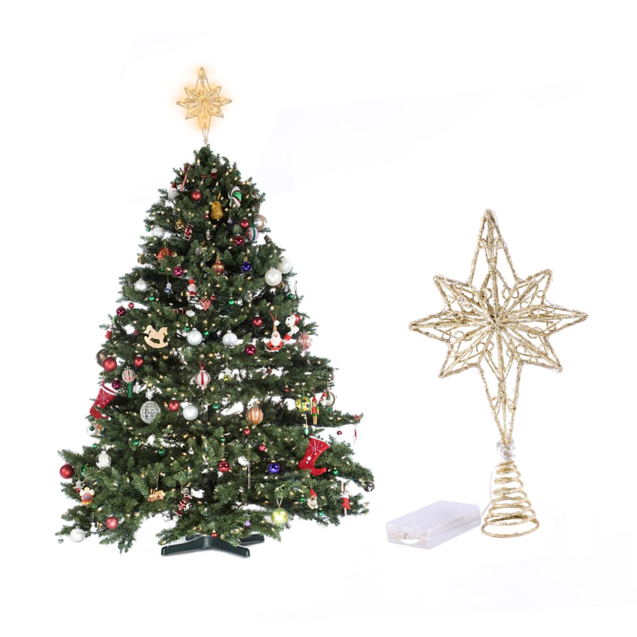 Ciieeo 2 Pièces Étoile De Noël Octogonale en Haut du Sapin d'arbre Étoile De Fer Étoile Suspendue De Noël Décor De Table Décor De Bureau Solide Et Pentacle Arbre De Fête