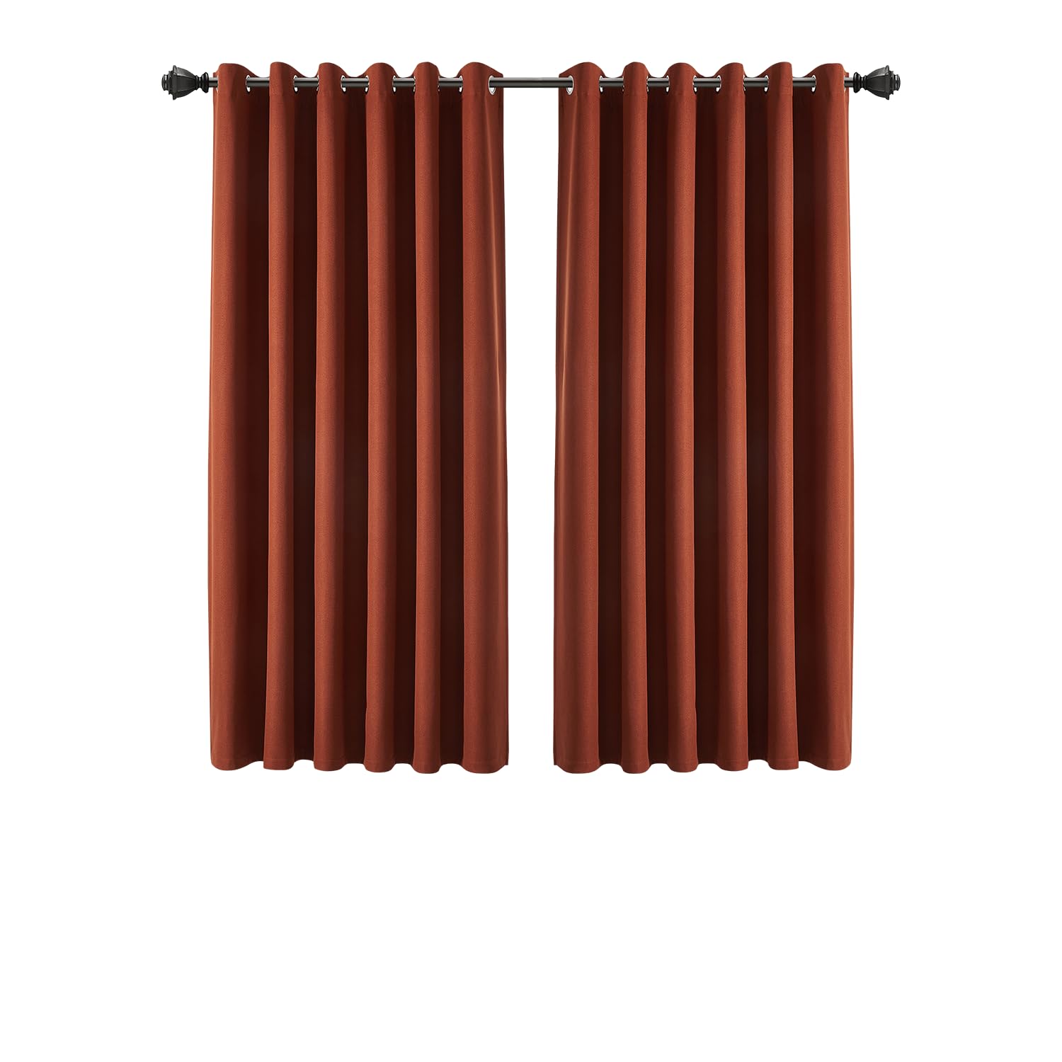 INSPIRE HOMEWARE 100% Blackout Curtains for Bedroom 46x54 Rust Linen Curtains Super Soft & Energy Saving Thermal Insulated Eyelet Curtain 2 panels with Matching Tiebacks