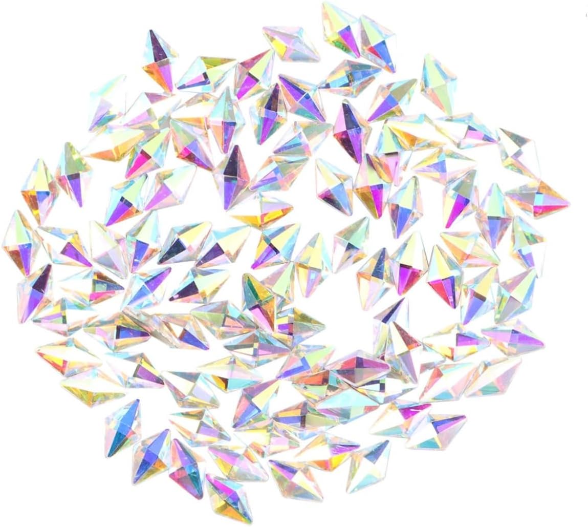 FOMIYES 300pcs Ab Rhombus Flatback Nail Gems for Nail Art Crafts Imitation Crystal Rhinestones