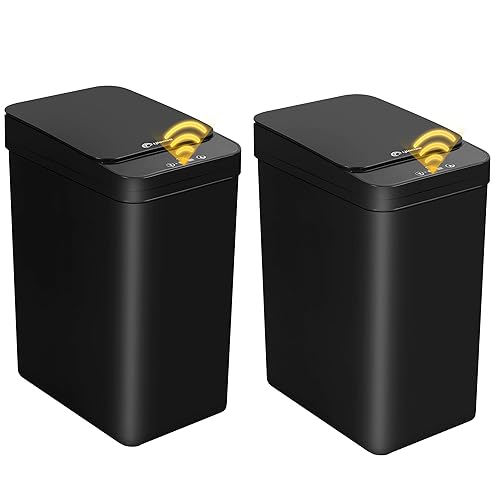 Miniatura 14 de Cubo de Basura Negro para Baño de 2.6 Galones, Basurero con Sensor de Movimiento Automático Sin Contacto, Cubo de Basura Pequeño Inteligente para