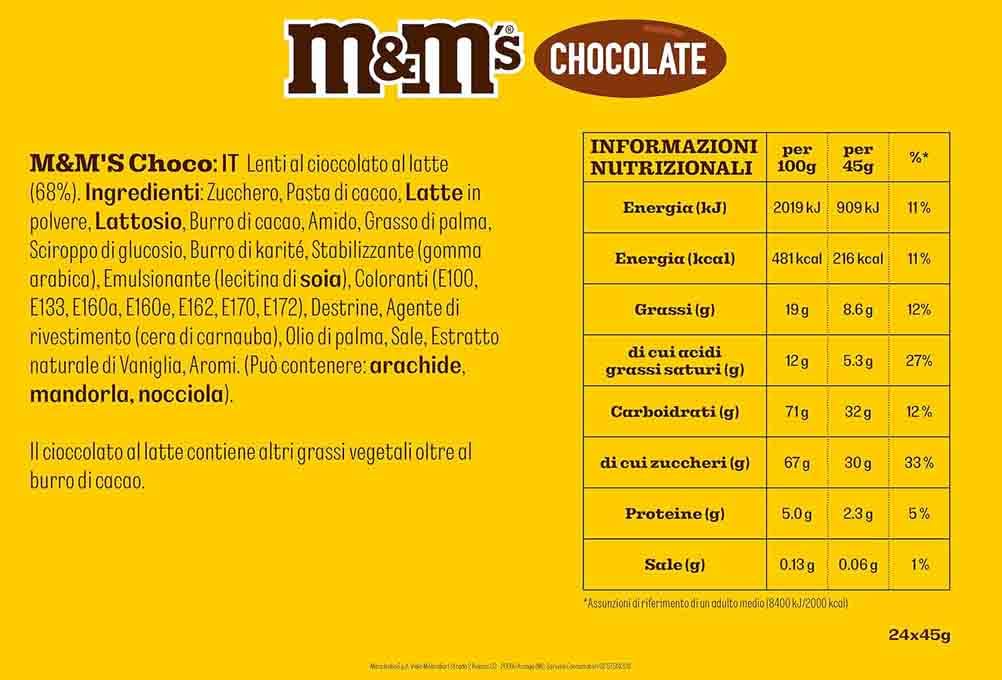 M&M's Choco Confetti al Cioccolato al Latte, 24 bustine da 45g