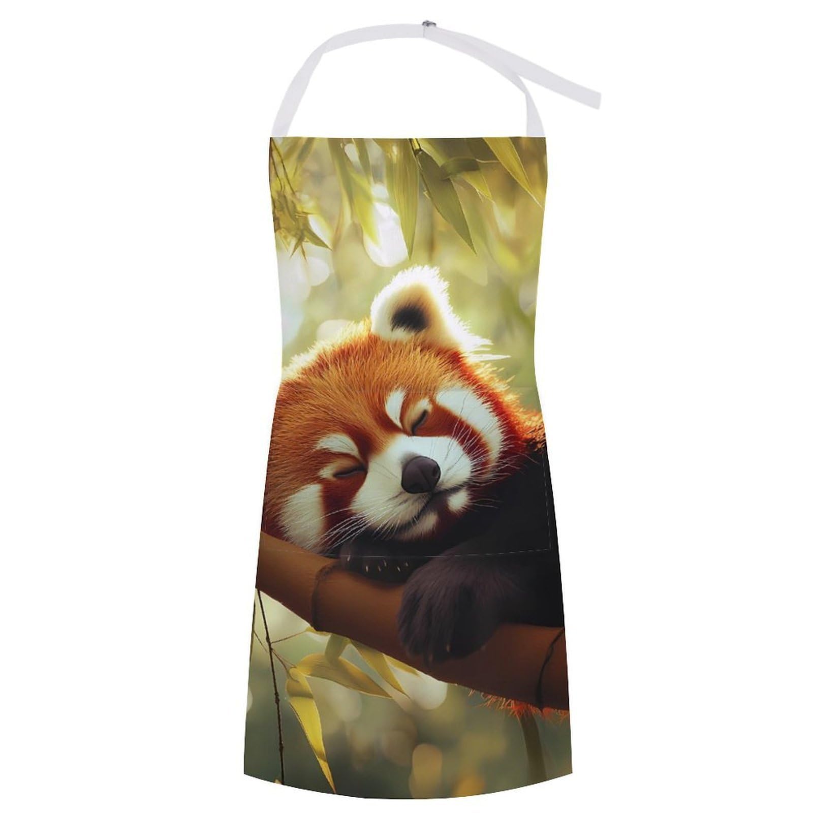 Raccoon Red Panda Apron for Men Women Adjustable Bib with Pockets Kitchen Cooking BBQ Aprons