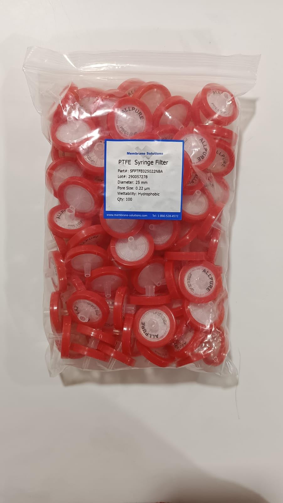 RASAYAN Syringe Filters PTFE Membrane Diameter 25mm, Pore Size 0.22μm Diameter, Pack of 100 - Image 2 thumbnail