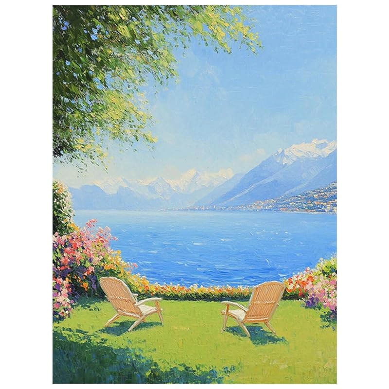 Peinture à l'huile paysage de montagne toile peinte à la main couteau à palette luxe
