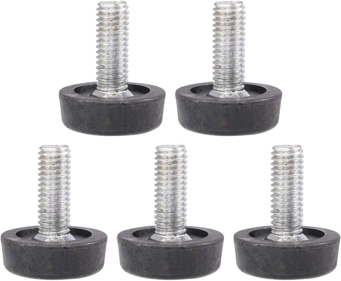 Stouumow Black 12Pcs Adjustable Levelling Feet M6 Thread - Heavy Duty Furniture Levelers For Tables, Chairs & Cabinets - Screw-In Glide Feet With T-Nuts - Anti-Slip Floor Protectors & Height Adjusters (Black)