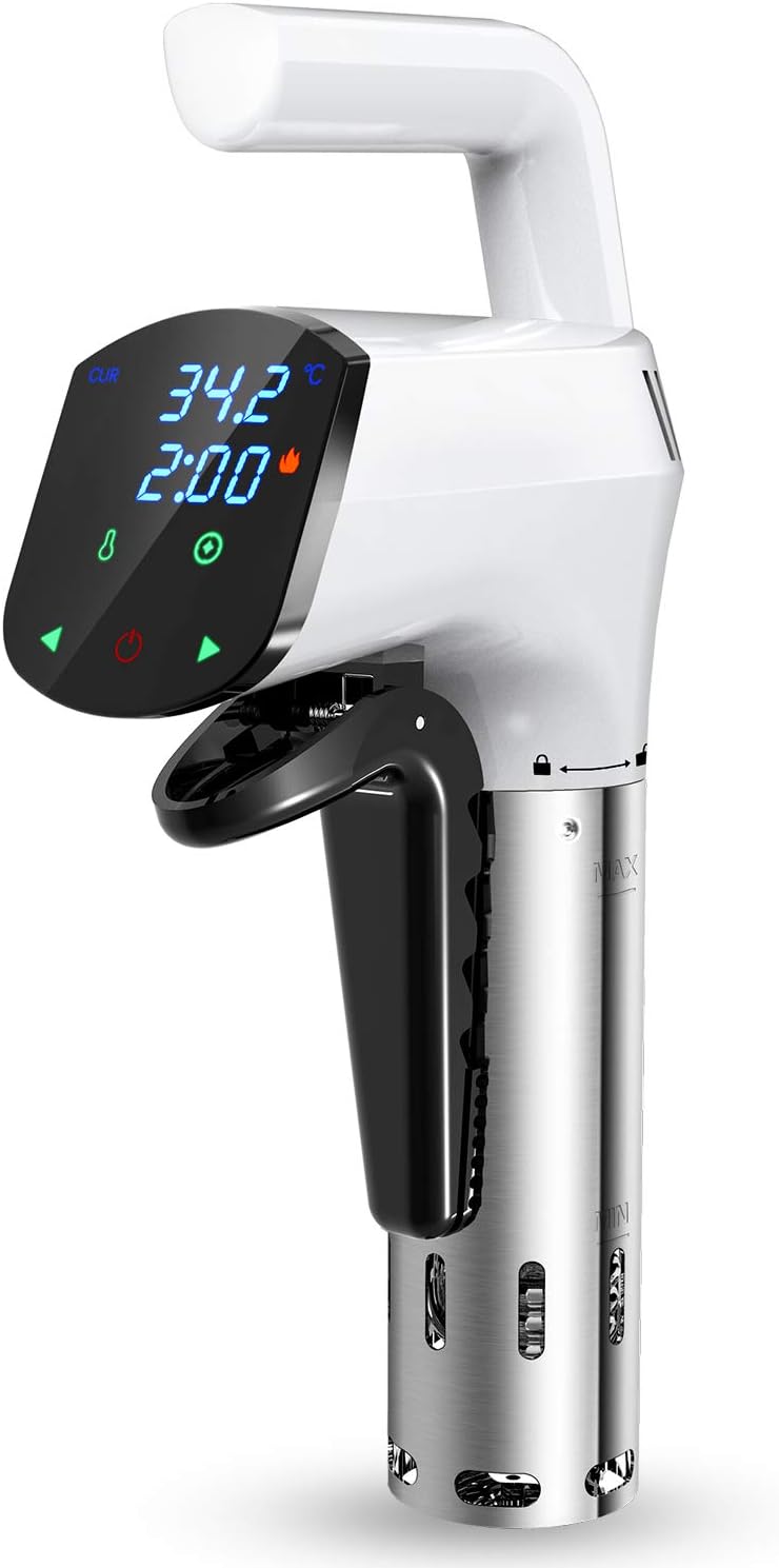 AUKUYEE Sous Vide Cooker Thermal Immersion Circulator 1100W Ultra-Quiet with Recipe Cookbook White EQQ01 (Kit 2)