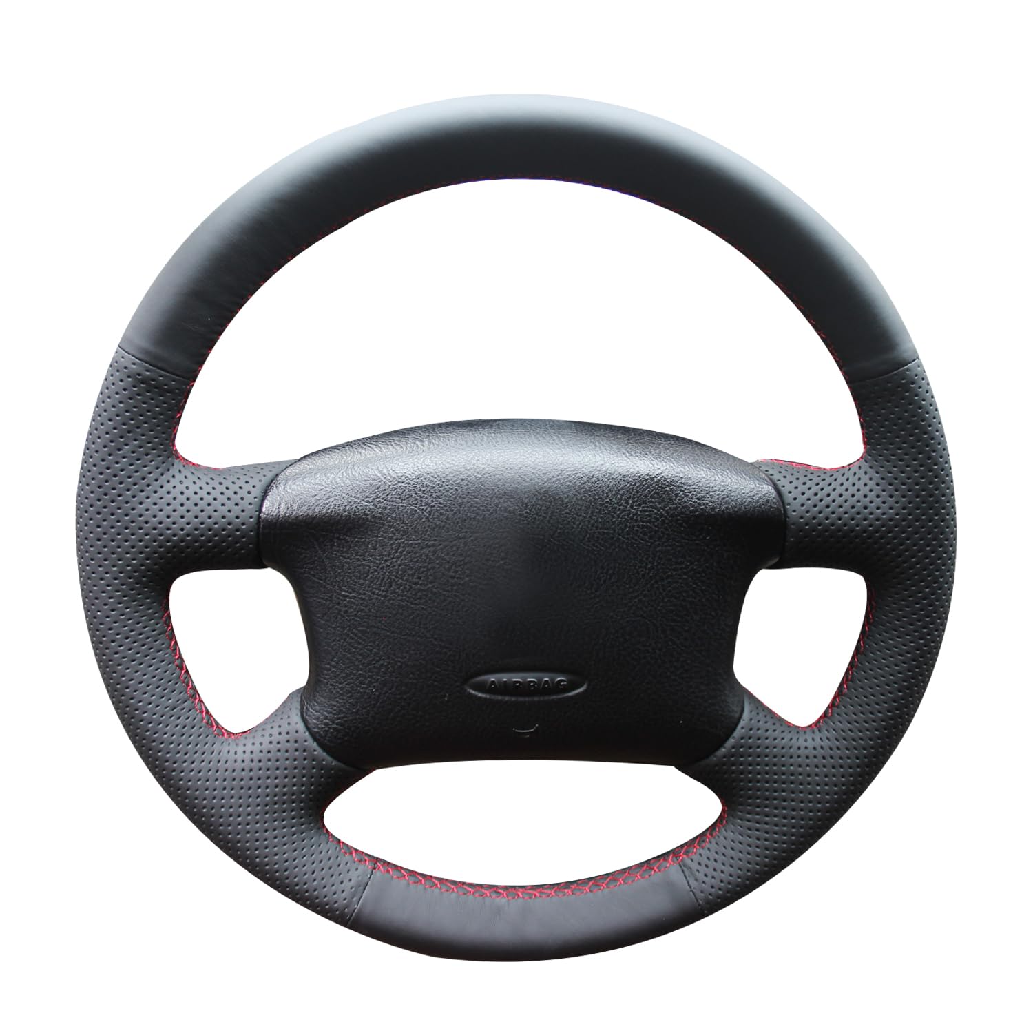MEWANT Pokrowiec na kierownicę do Passat B5, Golf 4, Sharan, Bora T4, T5, do Seat Alhambra, "zrób to sam", ręczne szycie, pokrowce na kierownicę samochodową, z mikrofibry, skóry i prawdziwej skóry