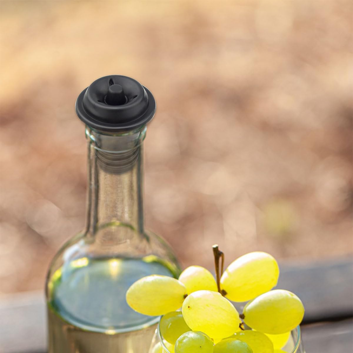 6 tapones de vino al vacío, pequeño, negro, 207132 7