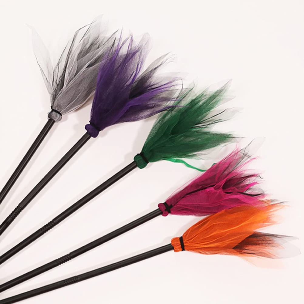 Witch Broom, 36 * 22 * 9 5 Pcs Halloween Witch Broom Plastic Witch Broom Wizard Flying Broomstick for Halloween Party Decoration (560)