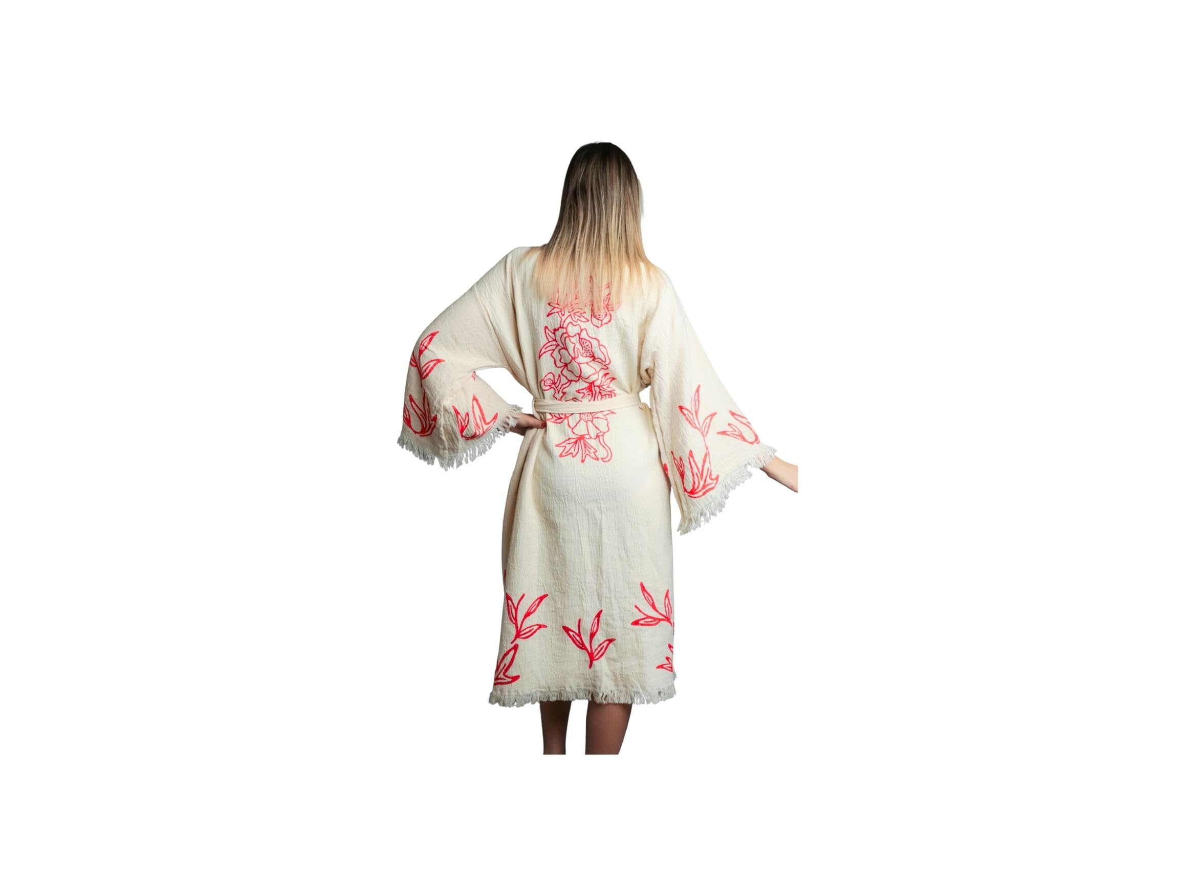 ICONIUM ROBE, Turkish, Muslin Ethnic Kimono, Bathrobe, Boho Beachwear, Spa Robe