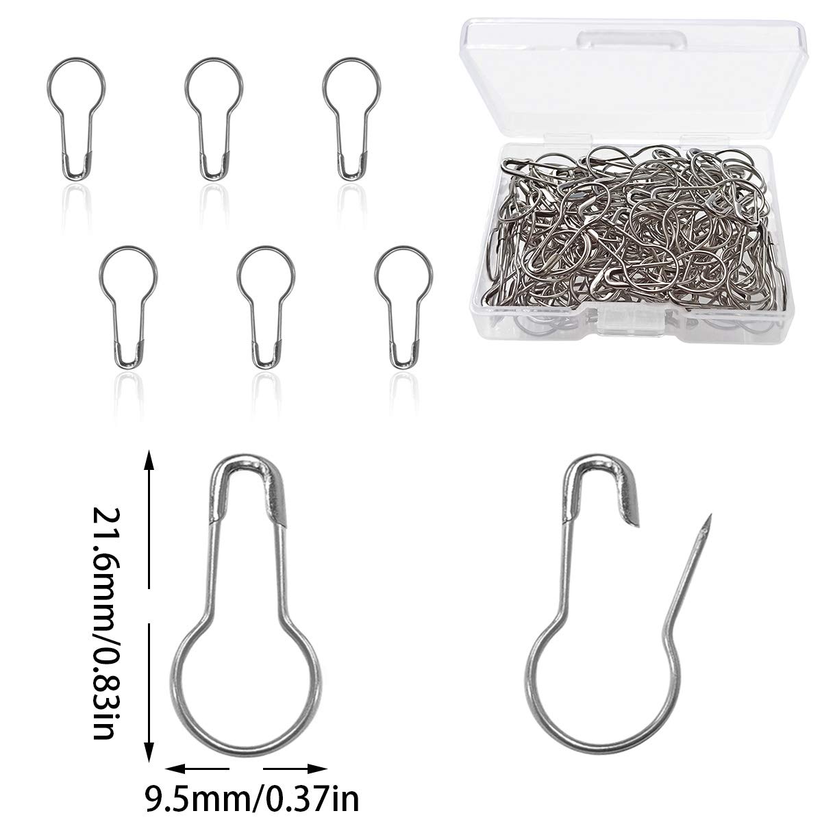 100 Stück 21 mm kleine Sicherheitsnadeln aus Metall zum Stricken von Maschenmarkierungen, Nähen von Kleidung, DIY Handwerk (Silber)