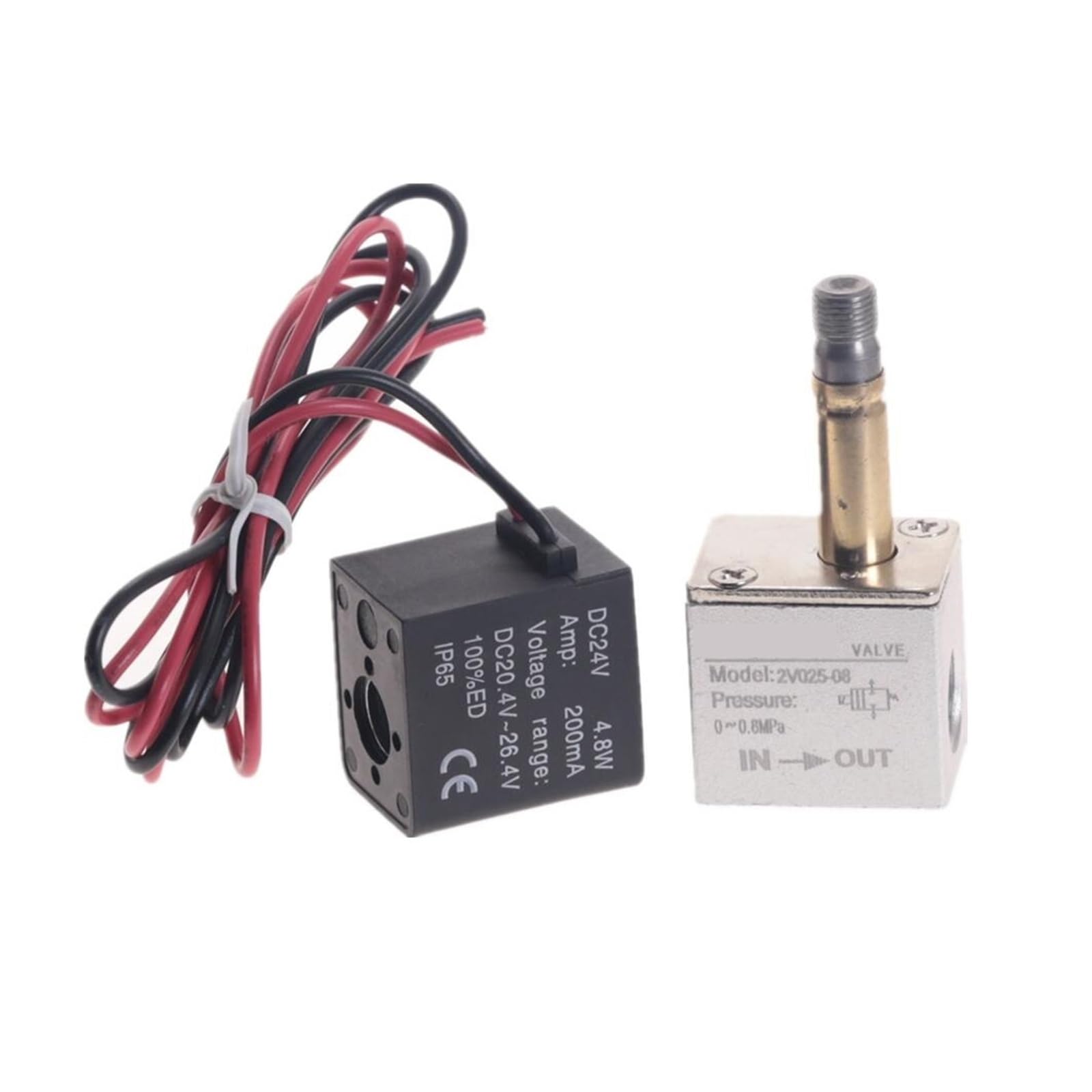 Zawór sprężarki pneumatycznej 1/4 cala, normalnie zamknięty, aluminiowy, z napięciem 12 V 24 V Lucky(2V025-08-PC-6mm,24V DC)