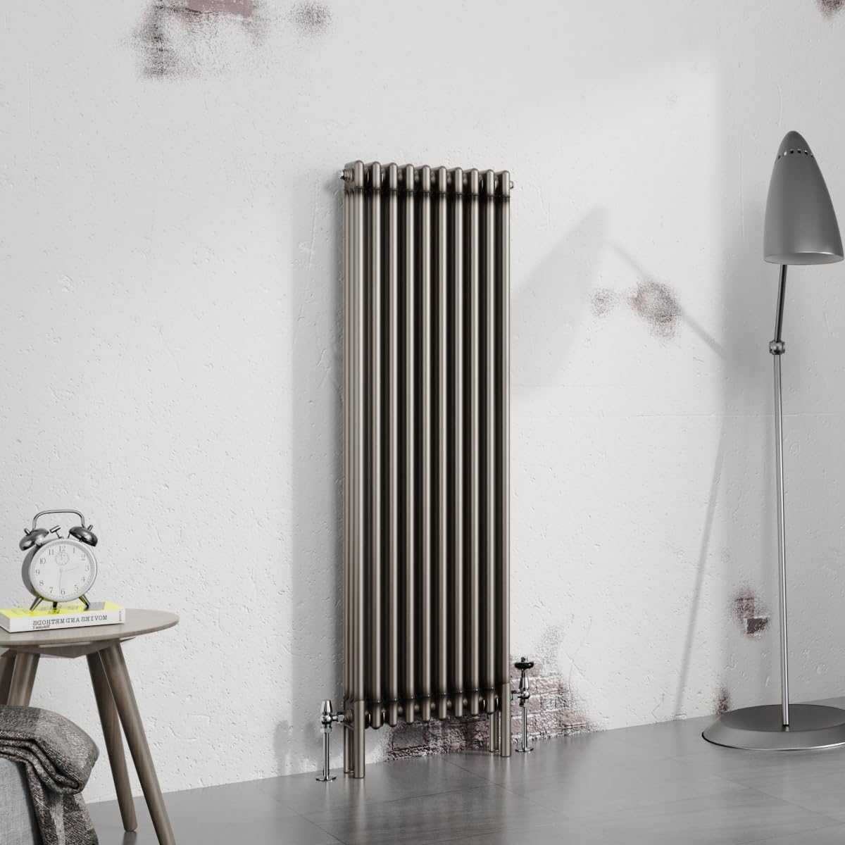 Warmehaus Raw Metal 1500X472mm Vertical 3 Column Radiator Traditional Cast Iron Style Bathroom Radiator Central Heating