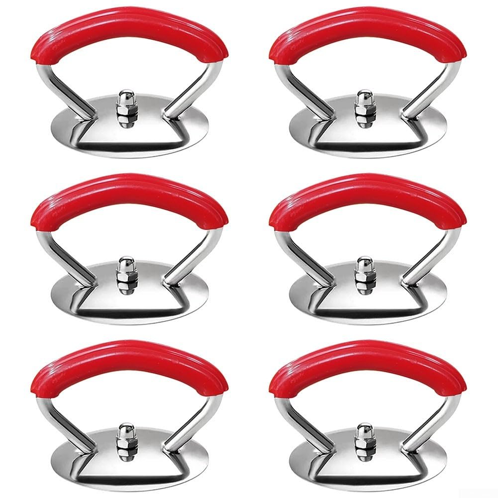 6pcs Pot Lid Knobs, Stainless Steel Pot Lid Anti-Heat Handle Pan Covers Replacement Knobs for Frying Pan Saucepan Lid Cover(Red)