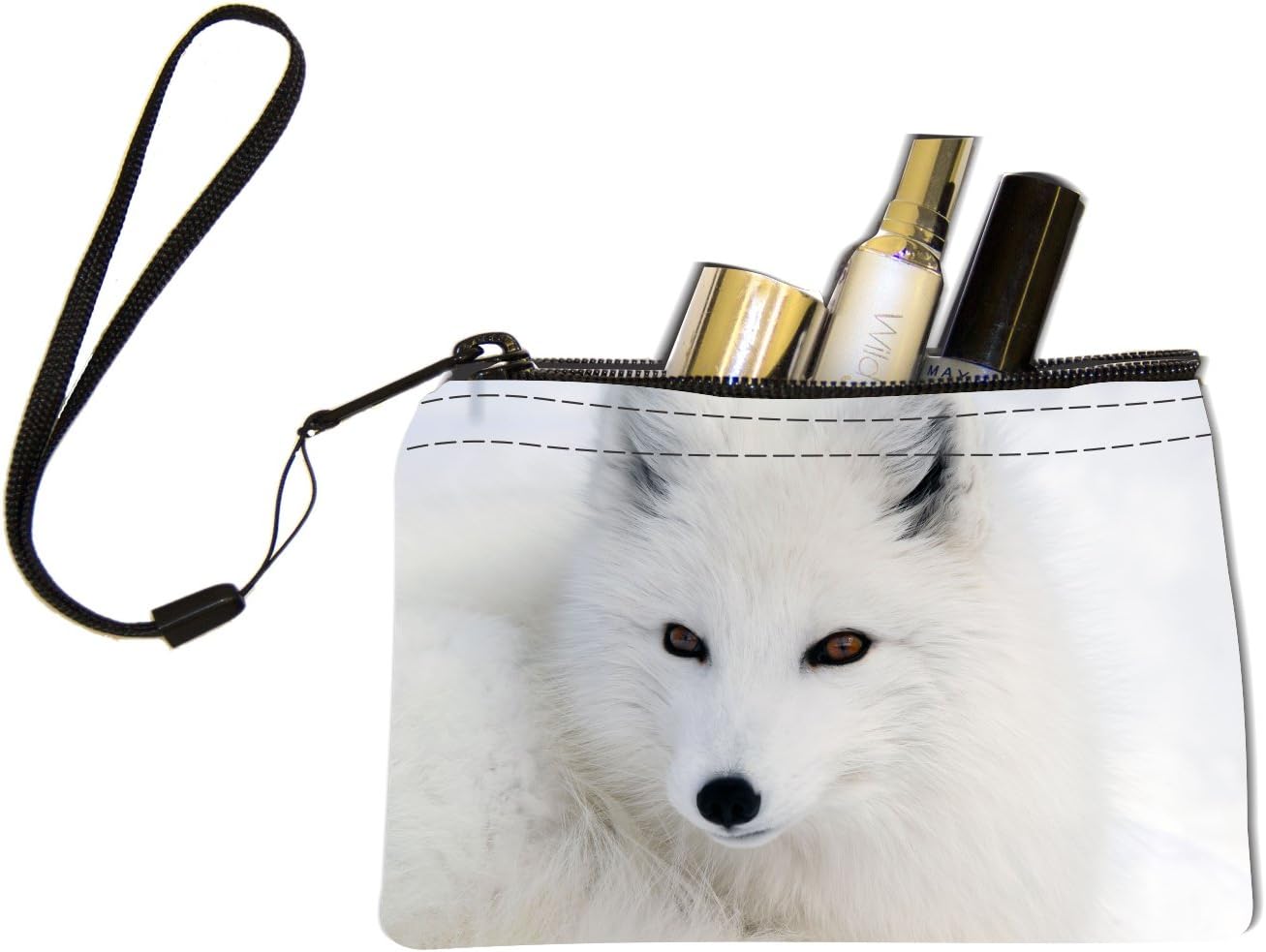 Rikki Knight® White Arctic Fox Close-Up Design Keys Coins Cards Cosmetic Mini Clutch Wristlet