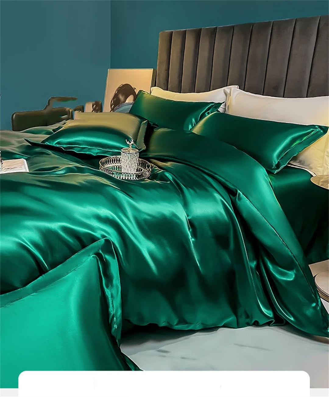 Set Copripiumino e Lenzuola ,Set di biancheria da letto di lusso 100% seta Set di biancheria