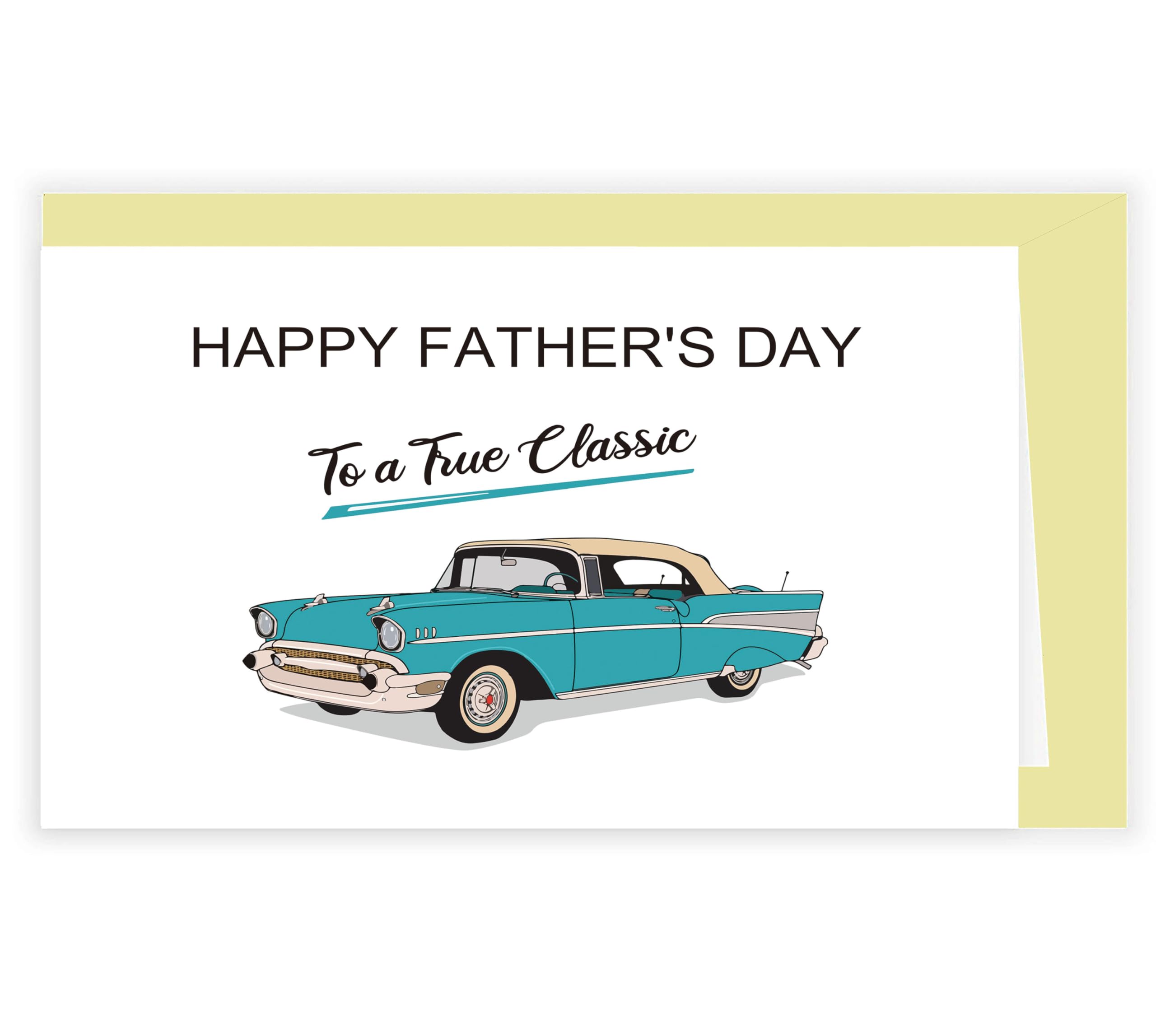 Comting Classic Card Happy Father's Day Card, Special Fathers Day Card to A True Classic, Vintage Car Love Card, Vehicle Card for Daddy