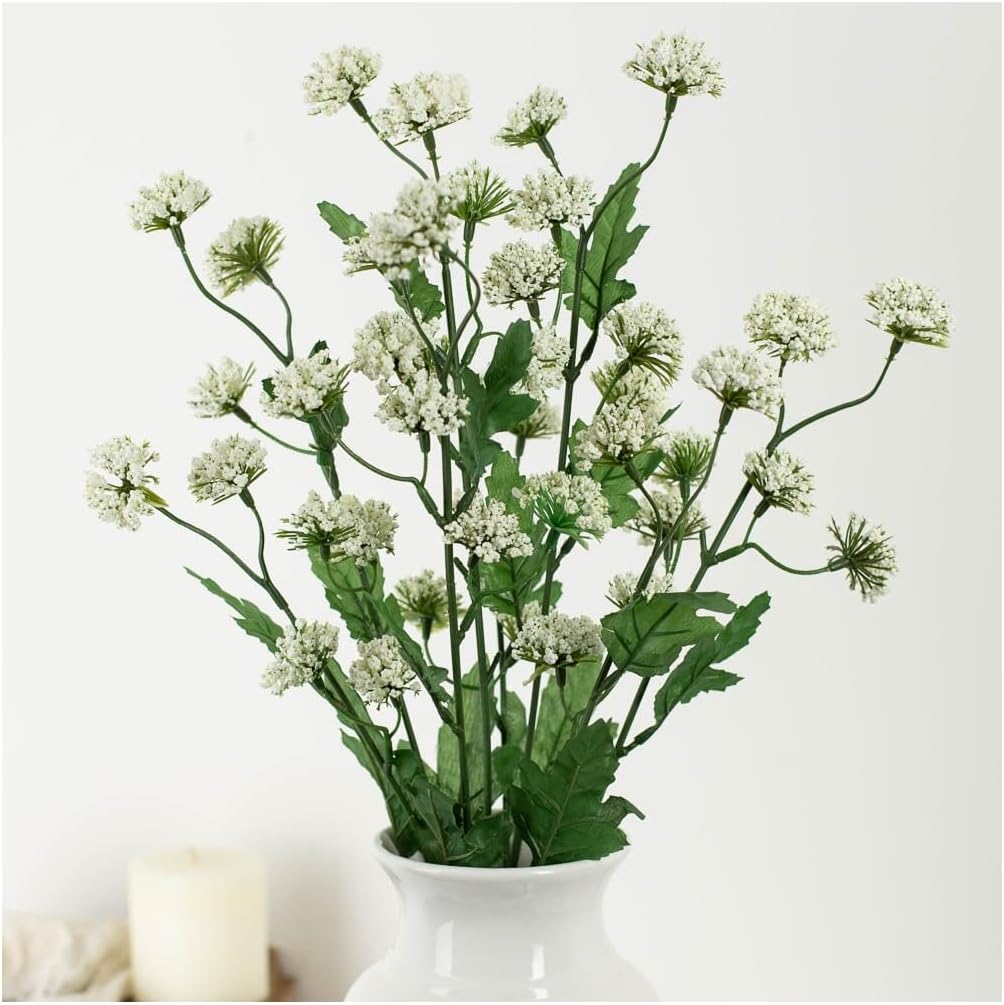 Factory Direct Craft Artificial Queen Annes Lace Bouquet - Fake Flowers for Spring or Summer Arrangements and Centerpieces (22 Inches High)