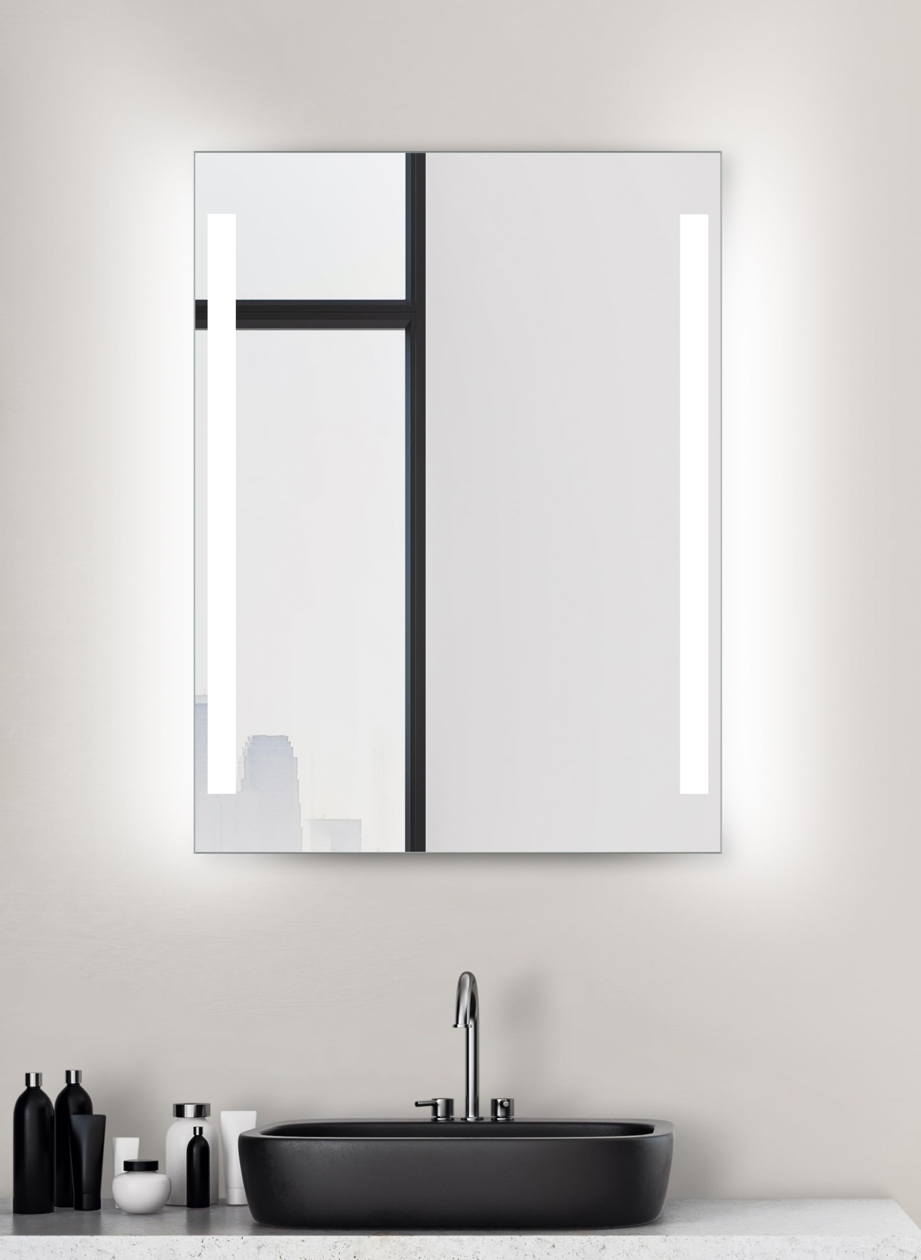 Espejo de baño con iluminación LED, 80 x 60 cm, Espejo de Pared con iluminación, Apto para ambientes húmedos Gracias al Cuerpo de Aluminio, Color de luz Blanco Neutro